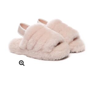 Women's UGG Light Pink Slingback Fur Slippers - Size 8